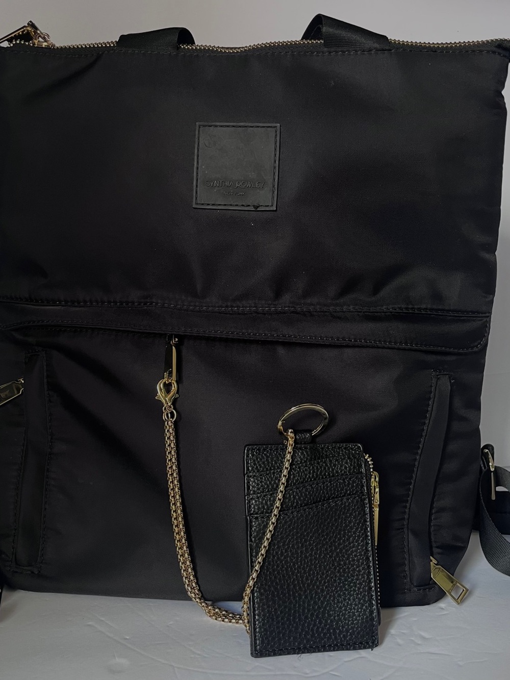 Cynthia Rowrley Black Nylon Backpack Tote | Convertible Laptop Travel Bag Emma